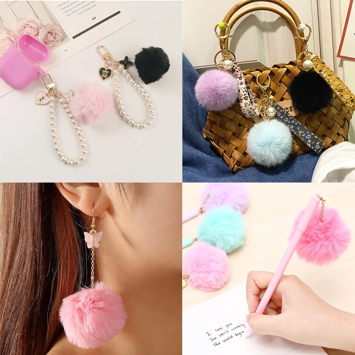 2pcs/lot 6cm Colored Fluffy Fur Ball Soft Pompon Pendant For DIY Crafts Sewing Christmas Hats Shoes Bags Earrings Accessories