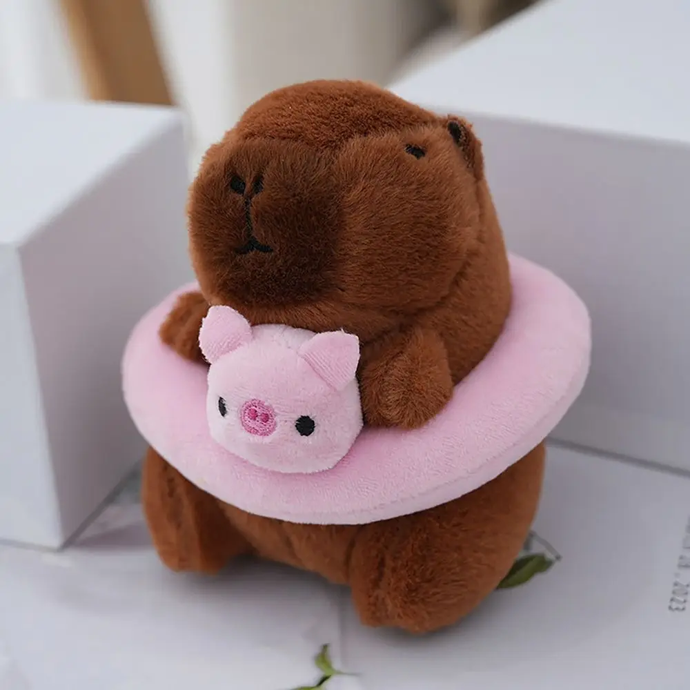 Anneau de natation en peluche Capybara, porte-clés, animaux en peluche mignons, jouet moelleux, beurre d'animal, équipement de sauna