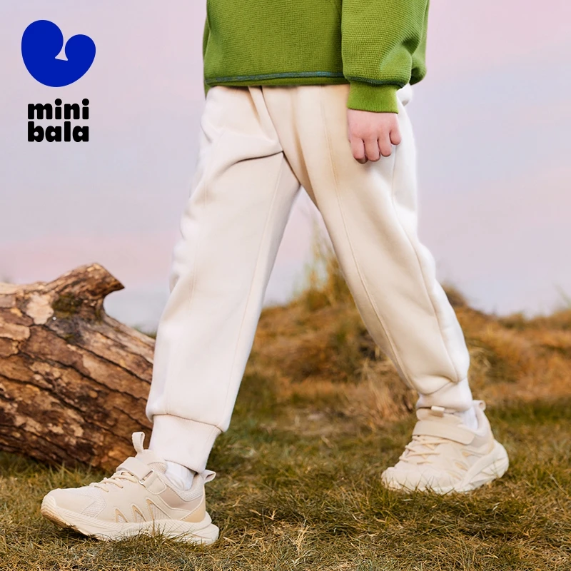

Mini Bala Kids Pants Spring Autumn New Thick Fleece Lined Sweatpants Comfortable Trousers