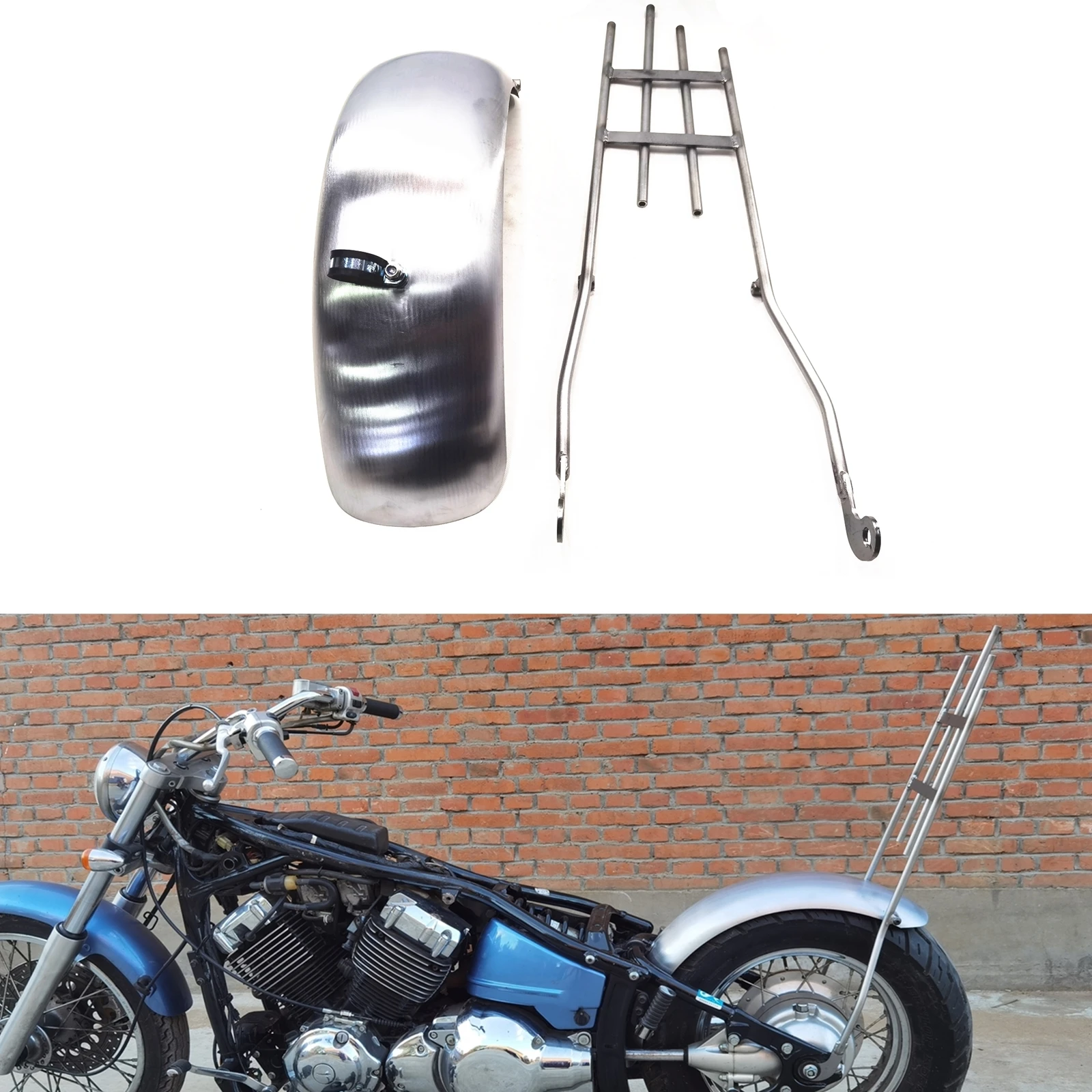 For Yamaha DRAGSTAR 400 650 Motorcycle Rear Fender Steel Plate Cover Silver Mud Guard Shield Mudguard Flap