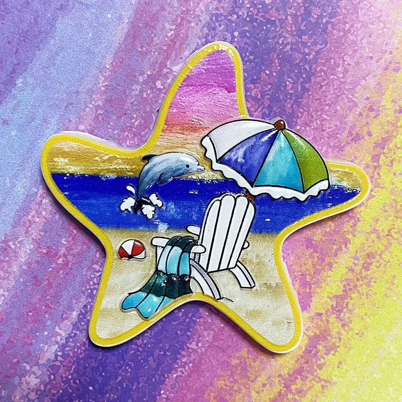 

Hawaii Travel Souvenir Creative Beach Vacation Star Decoration 3D Hand-painted Fridge Magnets Gift