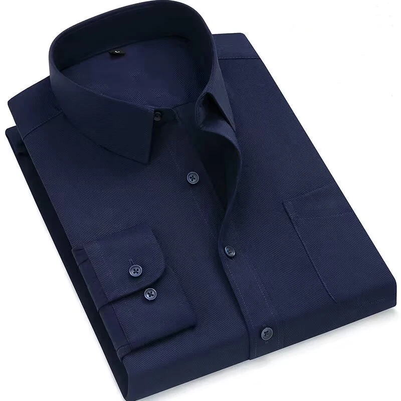 Men\'s Classic Dress Shirt Solid Color Black White Blue Gray Red Pink Chemise Homme Male Business Casual Long Sleeved Shirt