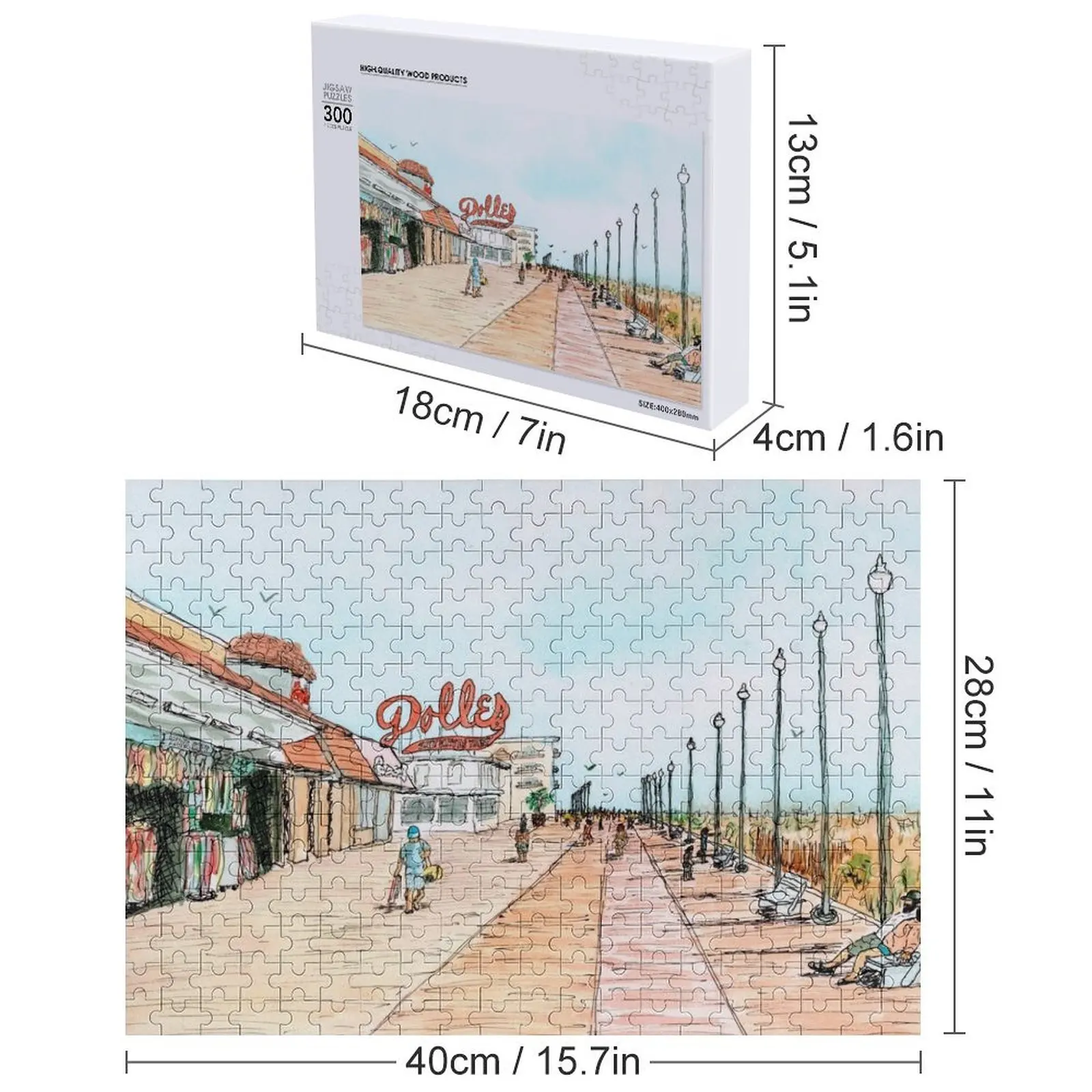 Impressions d'une peinture à l'aquarelle, poupées sur le troupeau, par Richard JV Flaim Puzzle personnalisé en bois cadeau