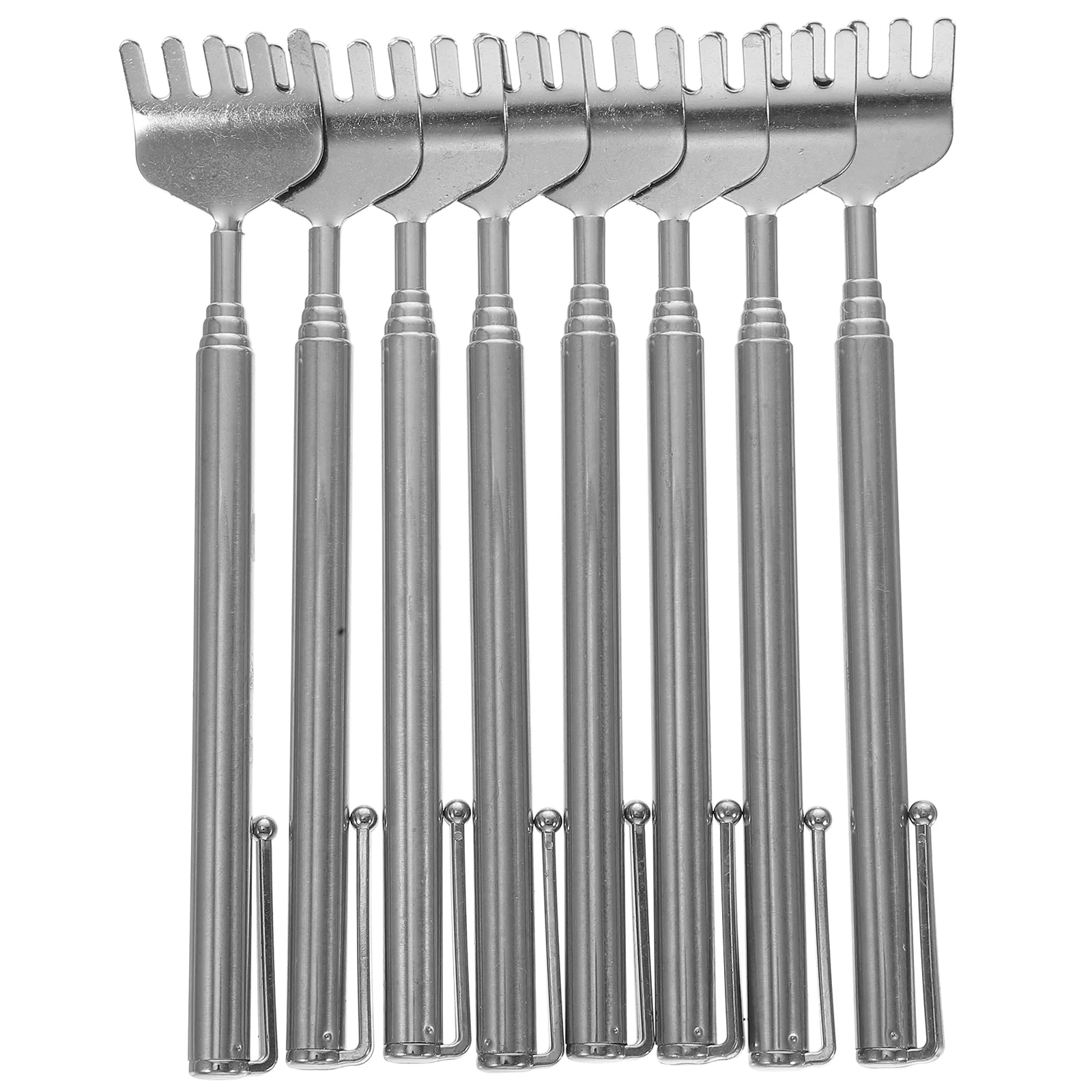 8 Pcs Scratcher Massager Tool Itching Back for Men Extendable Body Silver Telescoping Retractable Travel