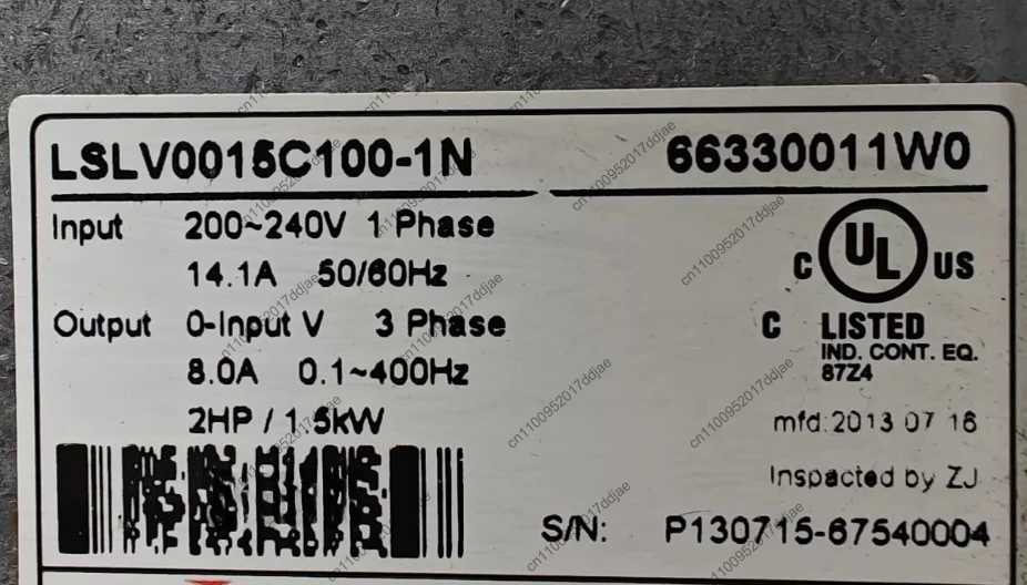 Frequency converter lslv0015c100-1n, 1.5kw power, 200-240v single-phase input, three-phase output