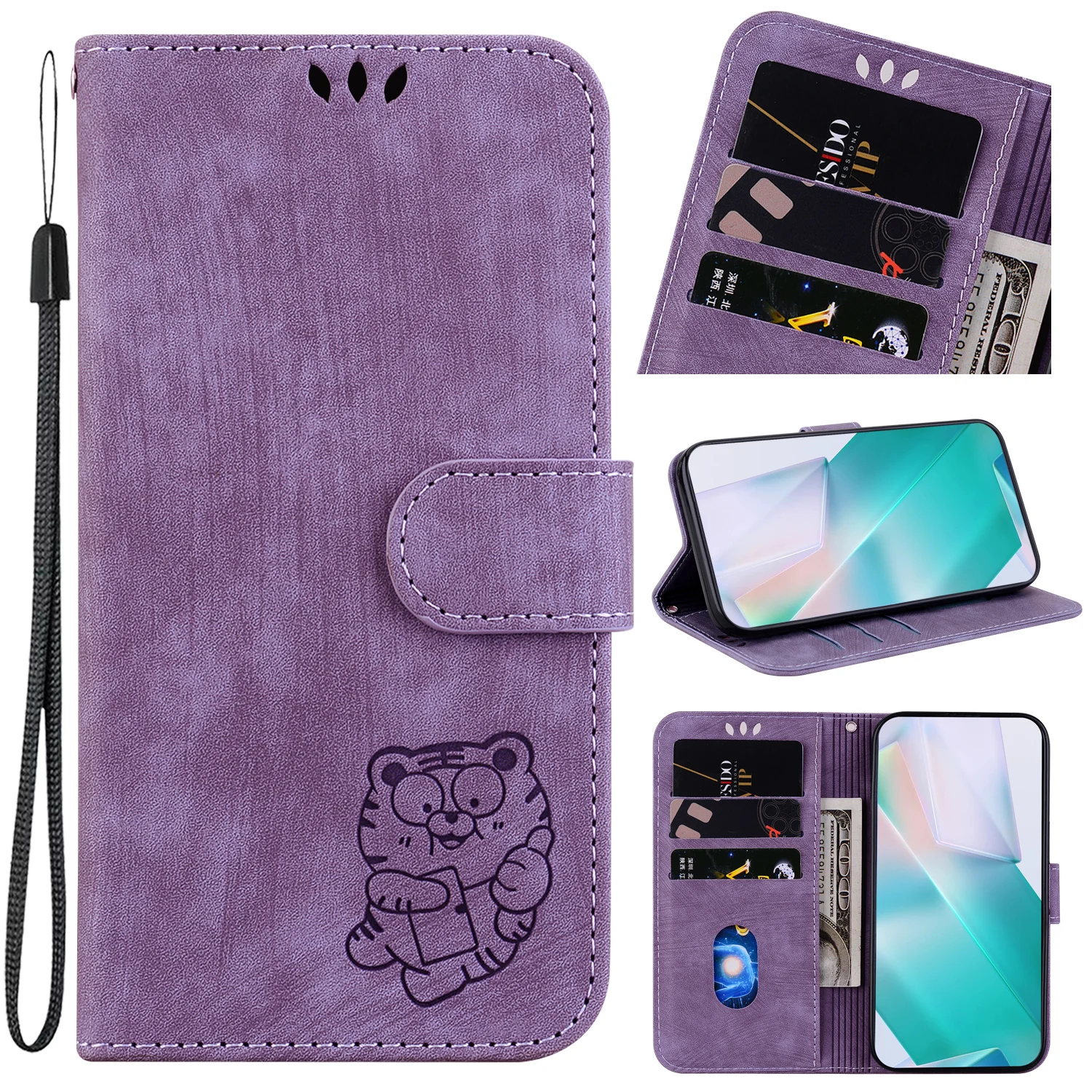 

Flip Leather Magnetic Case Embossed Tiger for Samsung Galaxy M54 A24 A54 A34 S23 Ultra Plus A14 A23 Wallet Card Phone Cover