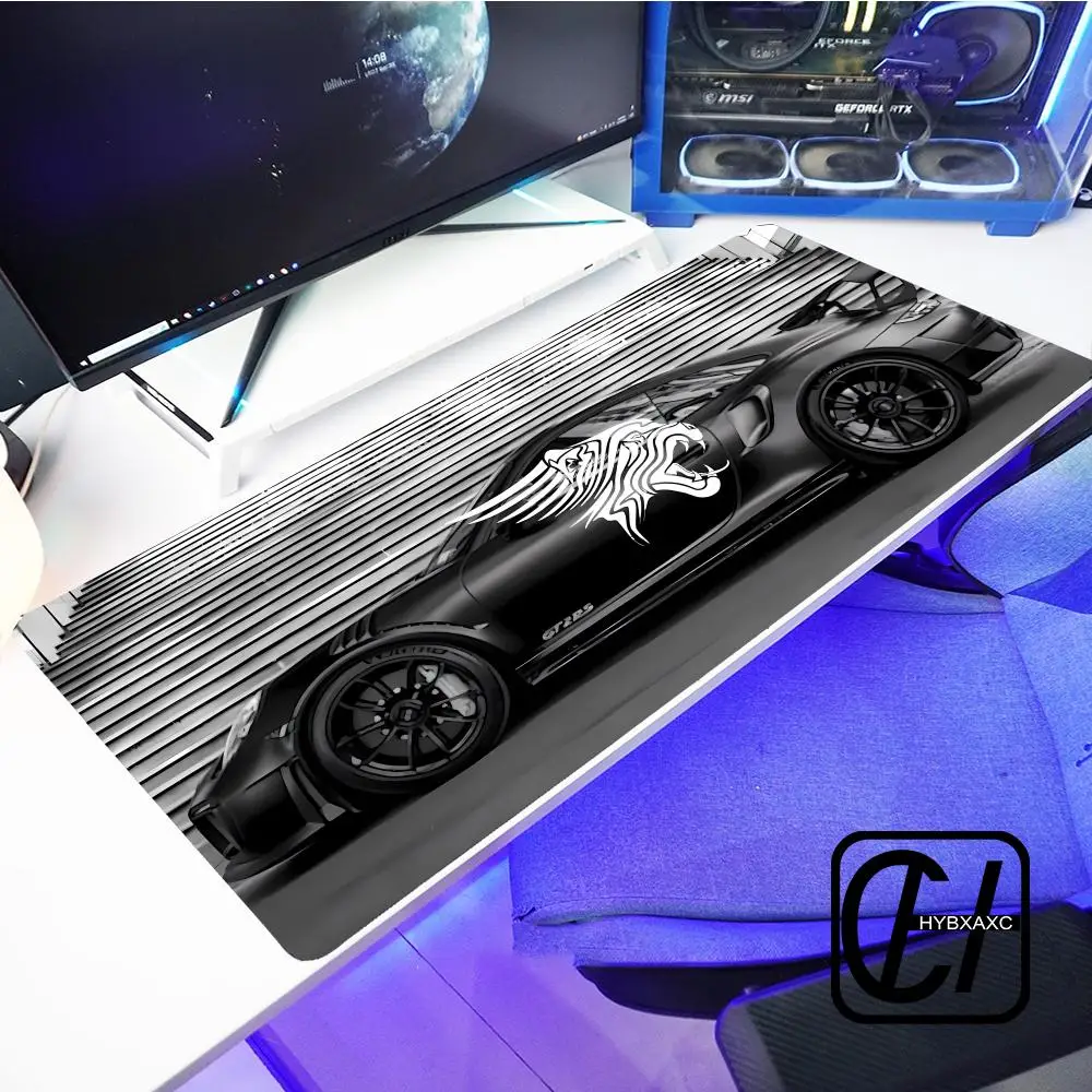 

Large White Sports Car Design Mouse Pad Gaming HYB XXC Rubber Base Extended Desk Mat for Gamer Office Use Computer Accessories