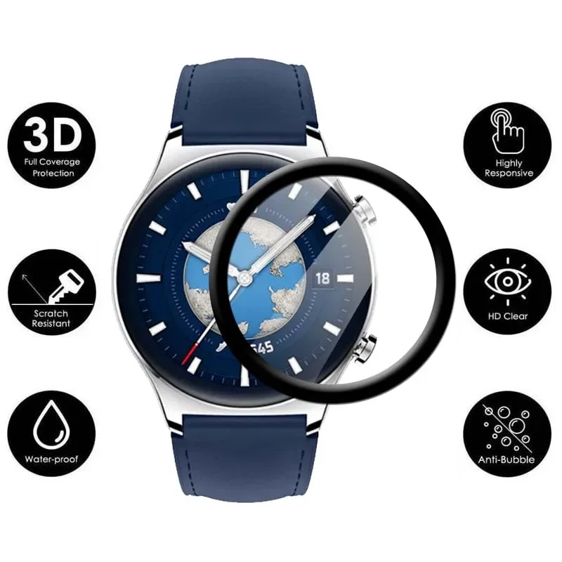 For Huawei Watch GT 5 Pro 41mm 46mm 42mm Ultra Clear Full Cover 3D Curved Plating Soft PMMA Film Screen Protector -Not Glass