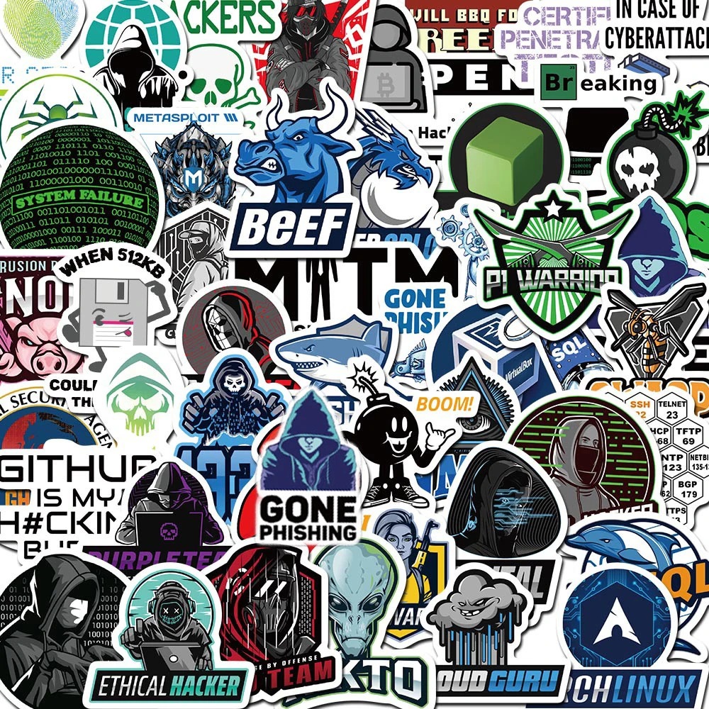 10/30/50pcs Cartoon Hacker Programming Network Stickers Internet Security Sticker DIY Laptop Phone Scrapbook Cool Decals Decor