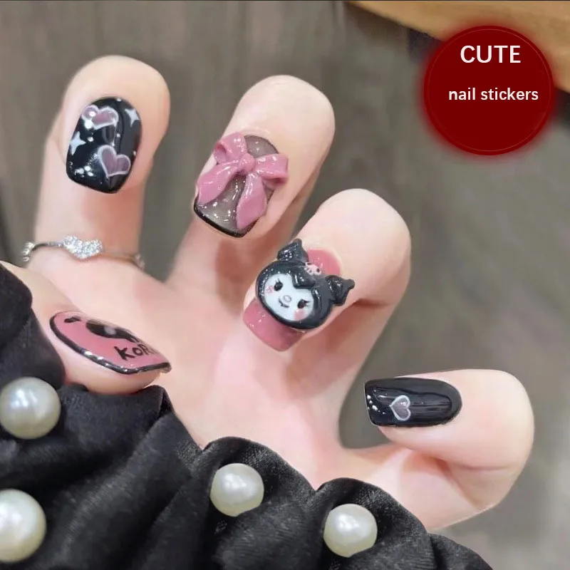 

Sanrioed Kuromi Manicure Patch Fake Nail Patch Removable Nail Piece Wearing Nail Manicure Piece Finished Short Female