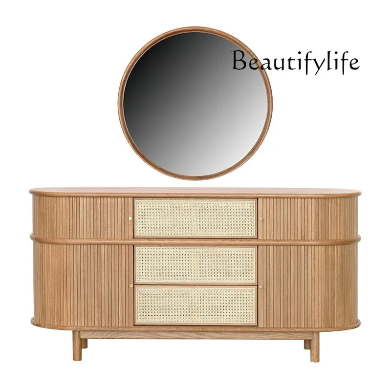 White Oak Shutter Rattan Chest of Drawers Nordic and Japanese Style Vintage B & B Black Walnut TV Cabinet