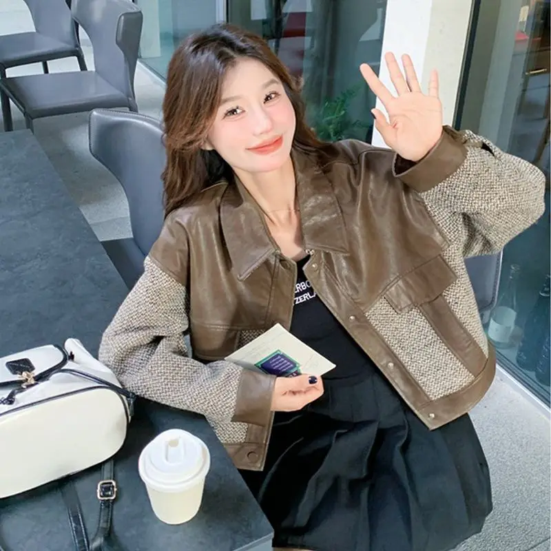 

Autumn Jackets Women Straight Tie-Dyed Avocado Waist-Hugging Medium Irregular Lazy Spring/Autumn Couple'S Regular Splice Leopard