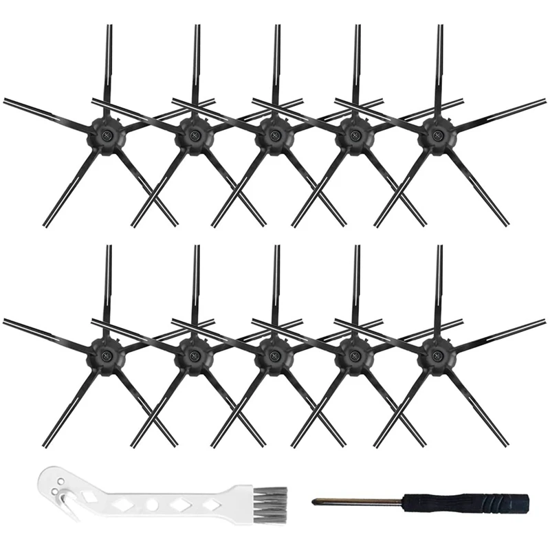 10Pcs Robot Vacuum Cleaner Black Soft Silicone Side Brush Kit For Roborock S7 S6 Maxv S6 S6 Pure E4 S4 Max S4 S5 Max S5