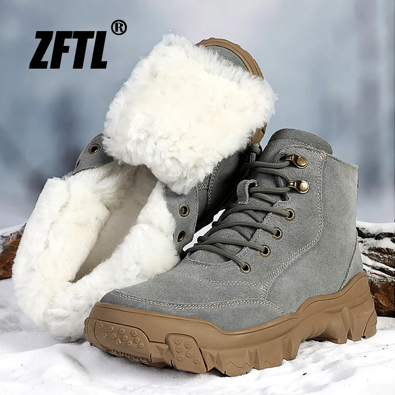 ZFTL Men's Snow boots Woolen Warm Cotton shoes New style Winter Outdoor Men's boots flippers casual Genuine leather Boots 2023