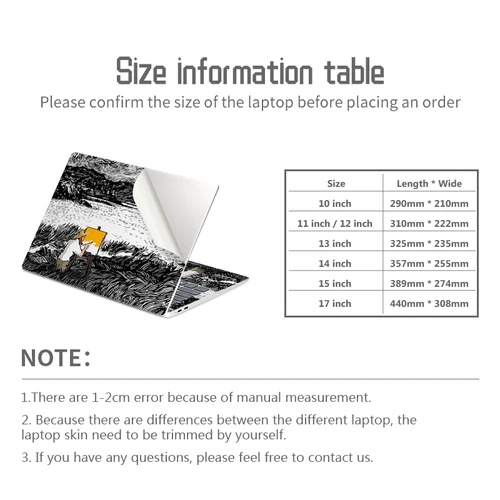 Imagen 2 del producto Pegatinas universales para ordenador portátil, pegatina protectora de vinilo de 13/14/15/17 pulgadas, 2 piezas de piel para Macbook/Lenovo/HP/Asus/Dell/Acer
