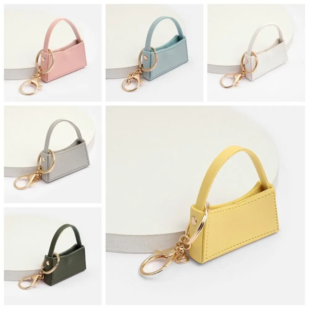 Mini Keychain Cute Small Curved Bag Candy Color Keyring Creative Kawaii Car Decoration