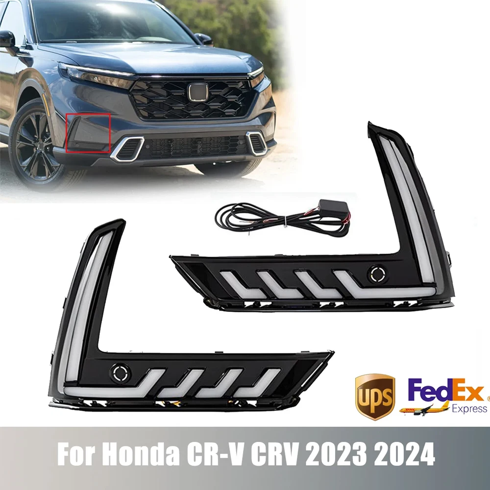 

1Set Quality Car LED DRL Daytime Running Light Fog Lamp Turn Signal Multiple Lights Durable For Honda CR-V/CRV 2023 2024