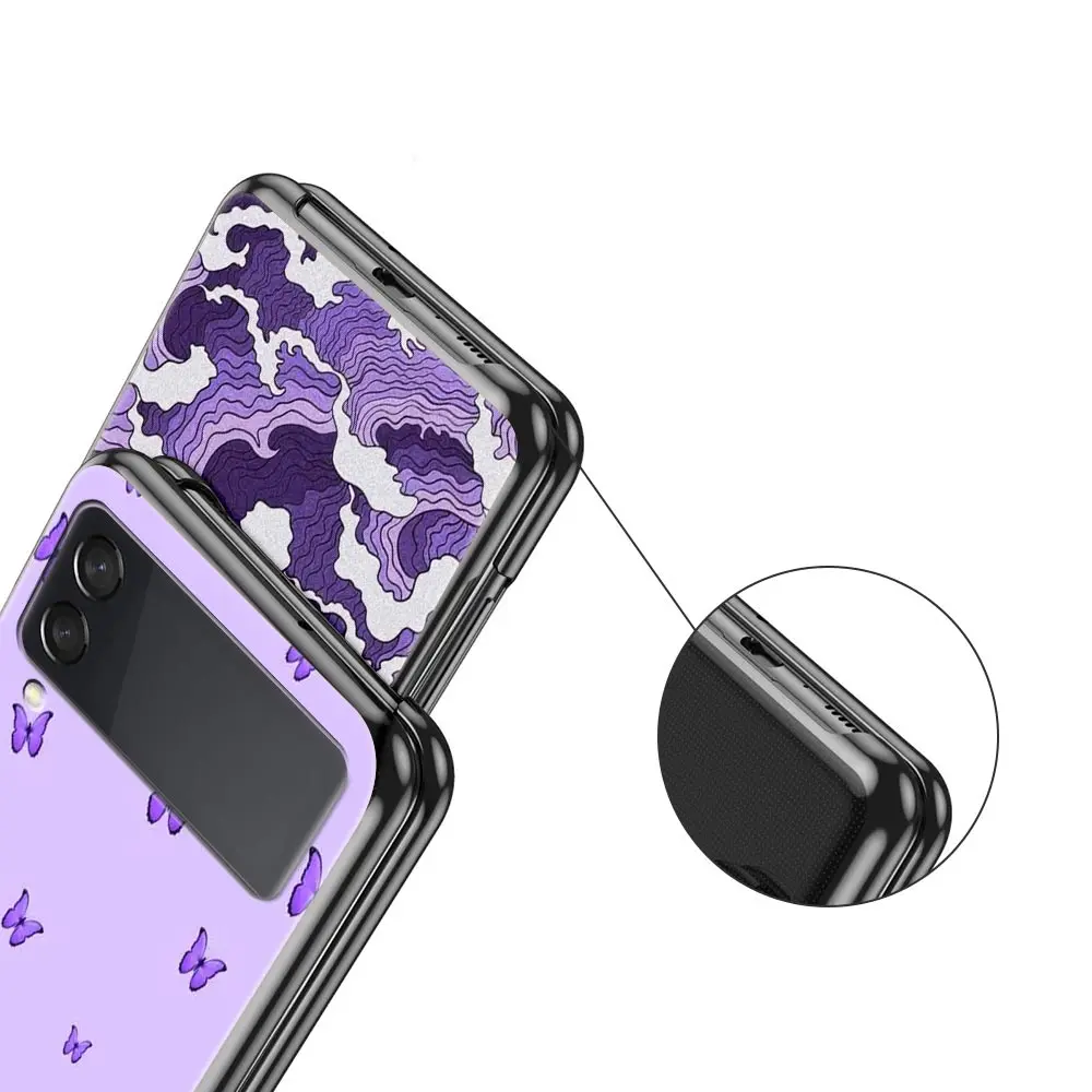 For Samsung Galaxy Z Flip 3 4 5 Hard Black Folding PC Phone Case infinity on Purple For Samsung Z Flip3 Cover Protect Shell