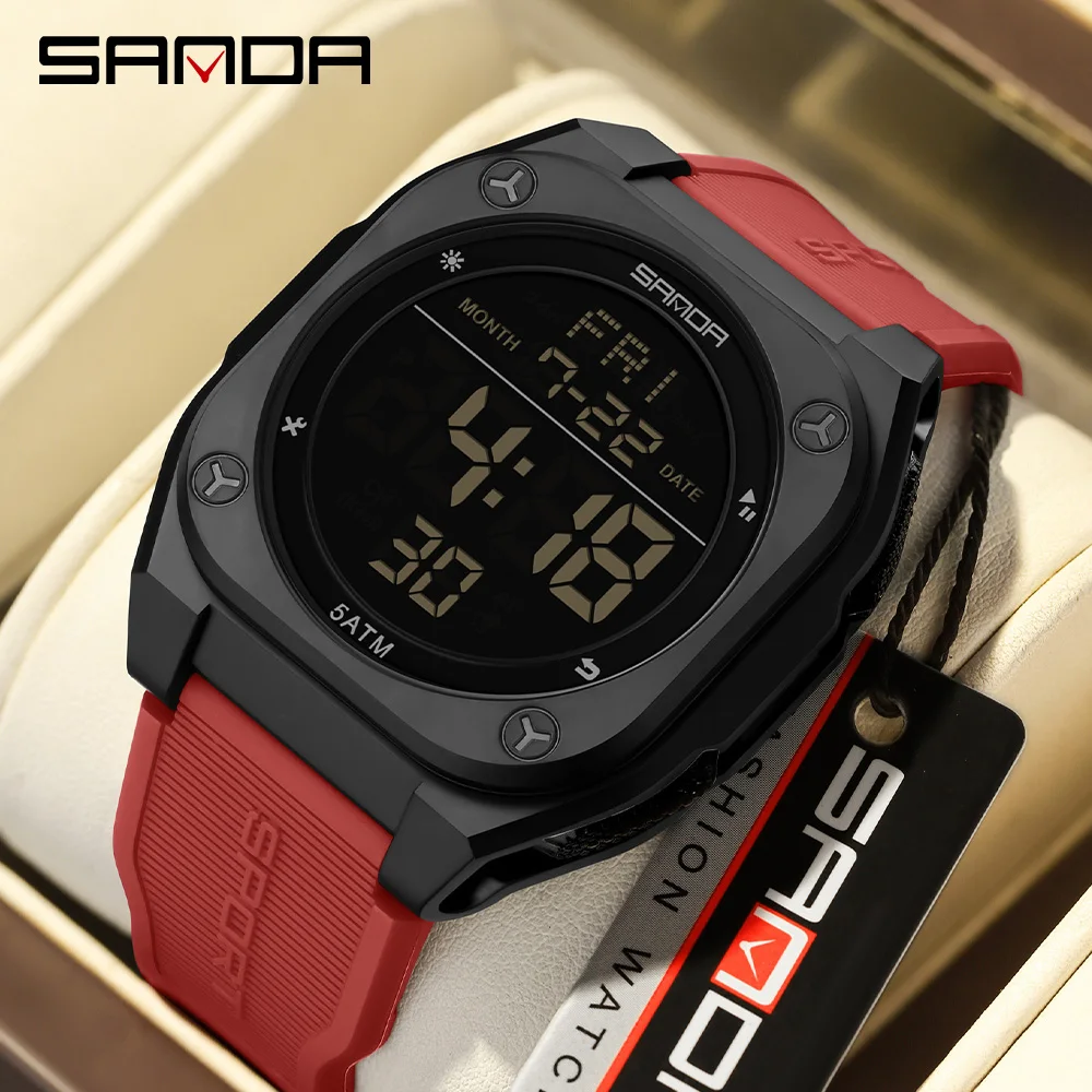 SANDA nuevo 6272 reloj Digital para estudiantes reloj despertador multifuncional reloj electrónico luz nocturna de ocio reloj impermeable para estudiantes