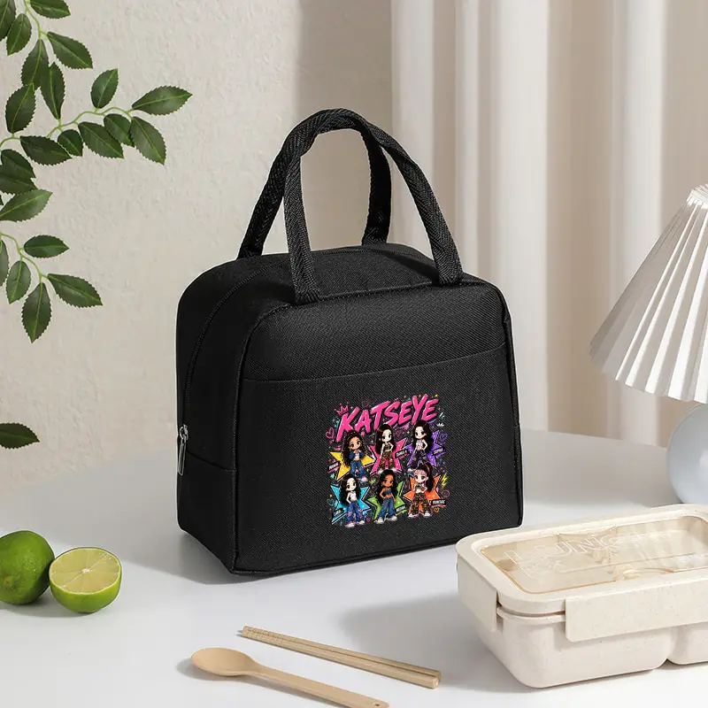 K-Pop Fan Gifts KATSEYE World Tour Zippered Lunch Bags Suitable for School Work Camping and Everyday Use Insulated Tote Bags