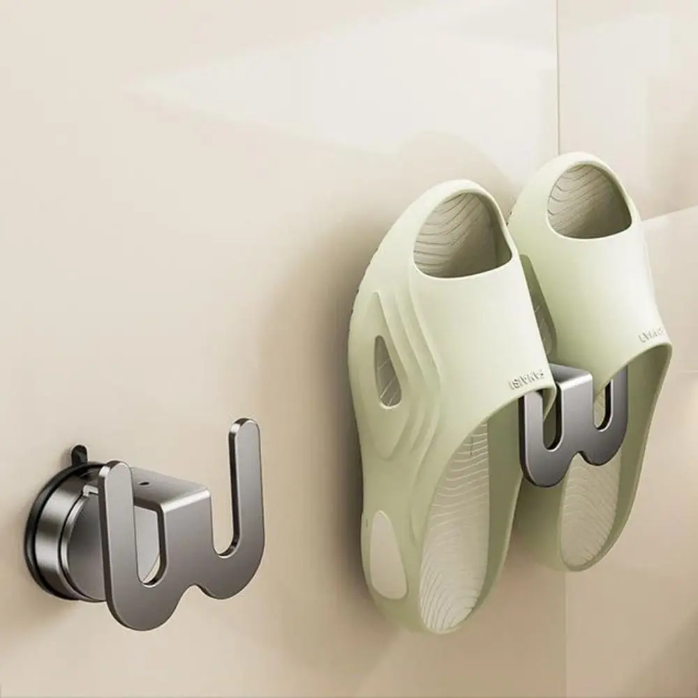 

Washable Suction Cup Slipper Rack Wall Mount Simple Slippers Hanging Shelf Storage Organizer Stable Shoes Rack Living Room