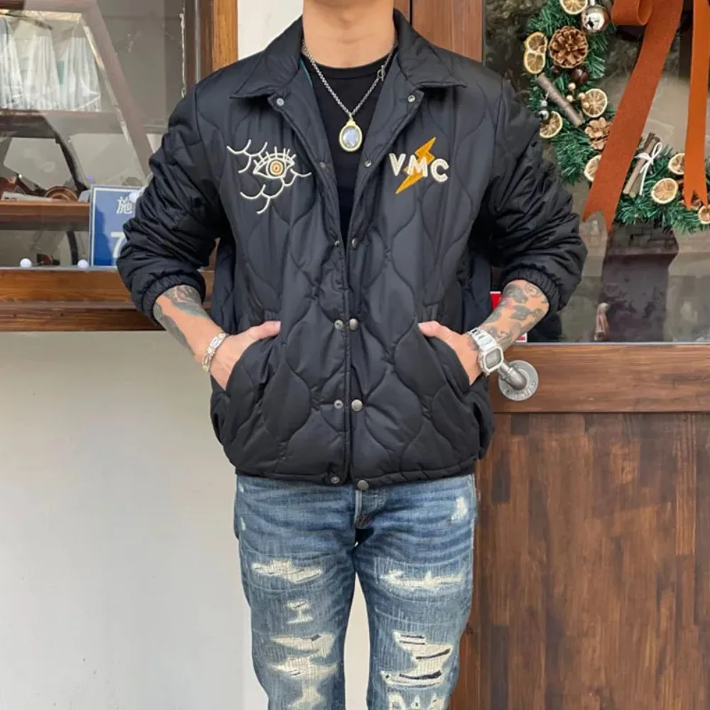 25ss Winter Production Lightning Clip Cotton Retro Handmade Jacket Embroidered Warm for Men Coat Trendy