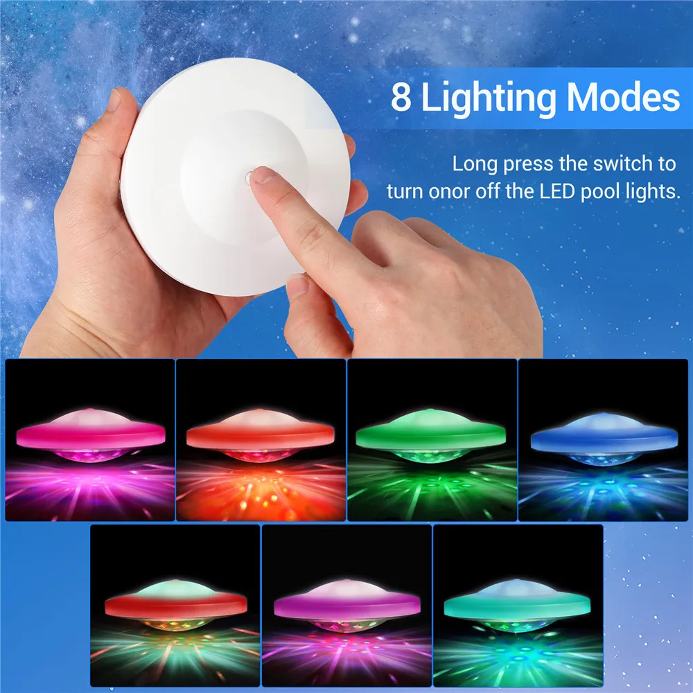 2pcs Swimming Pools LED RGB Underwater Lights 7 Dynamic Lighting Effects Fish Tank Pool Underwater Lighting Plant Grow Lights