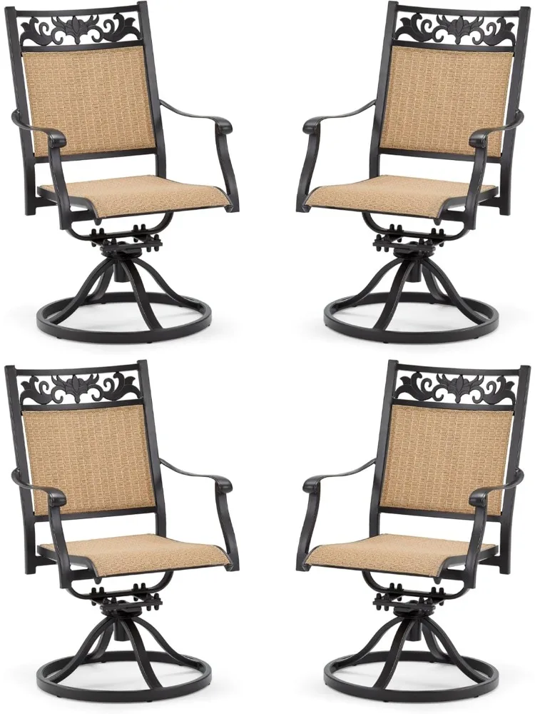 

Patio Swivel Chairs Set of 4, All-Weather Cast Aluminum and Outdoor Swivel Rocker Chairs for Backyard, Garden, Deck, Porc