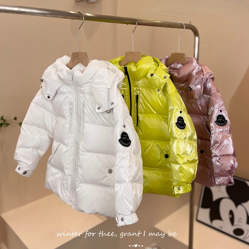 

Parkas New Down Boys Girls Korean Thickening Winter Season Childrens Clothing Casual Fashion Windproof Tide Soild