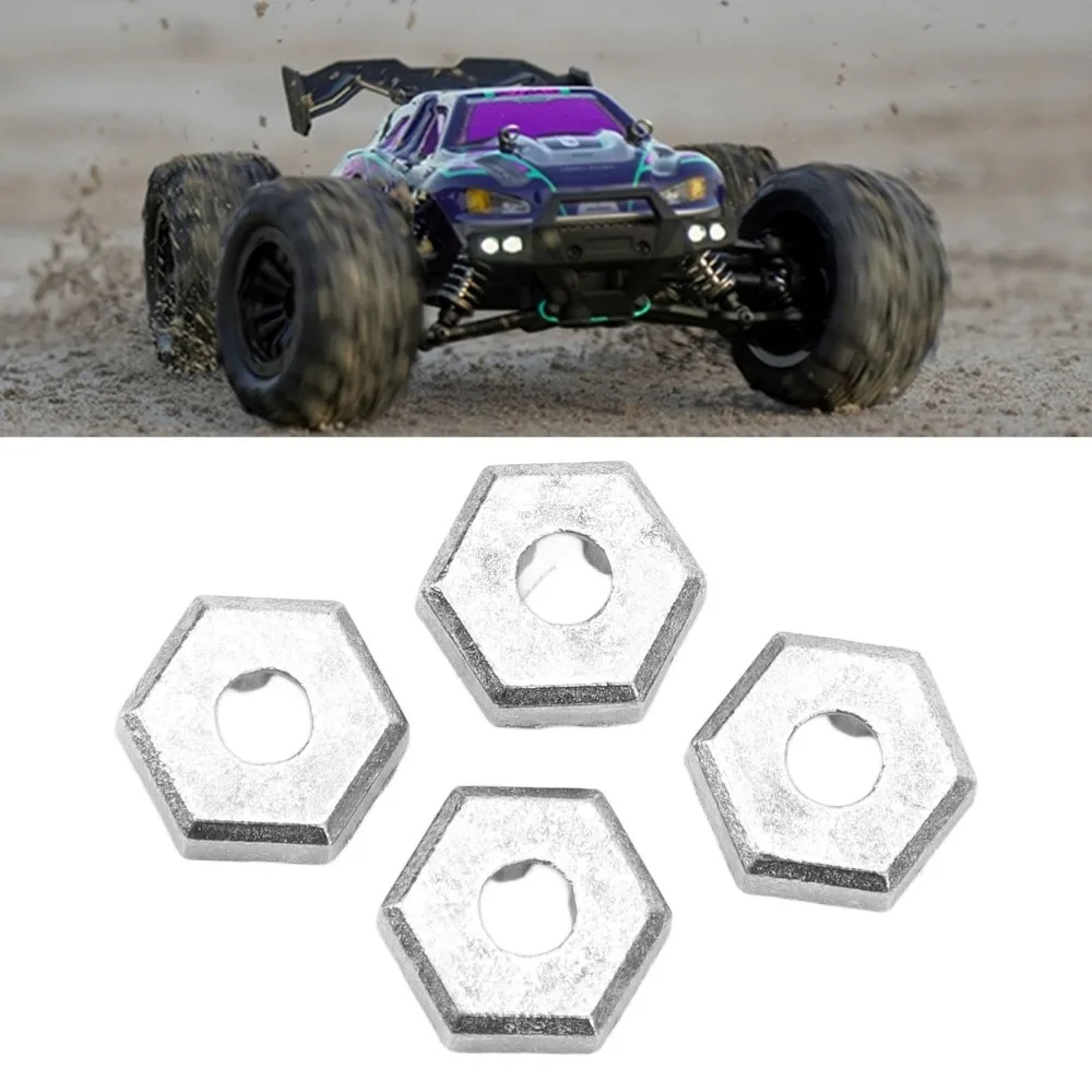 4Pcs Zinc Alloy RC Hex Coupler Silver 4.5mm Center Aperture Wheel Hub Coupler for SCY 16101/16102/16103 16201 RC Cars