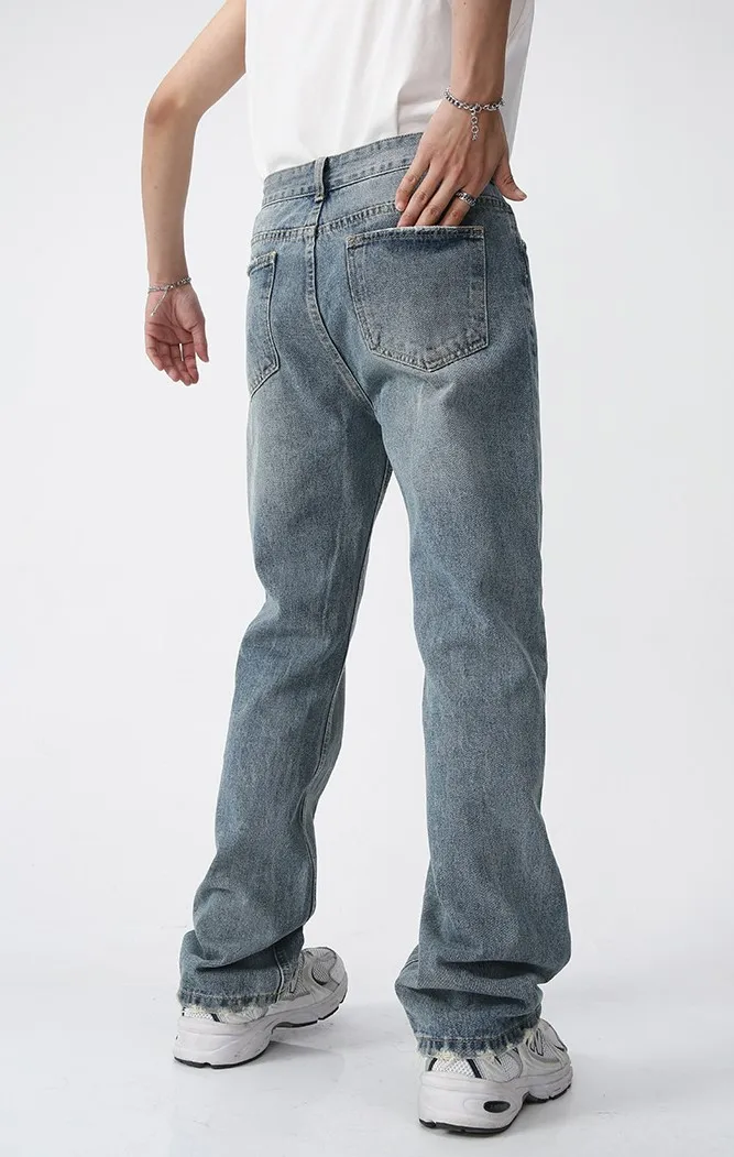 Wholesale Vintage Boyfriend Jeans Men's Loose Fit Mid Waist High Quality Streetwear Denim Trousers