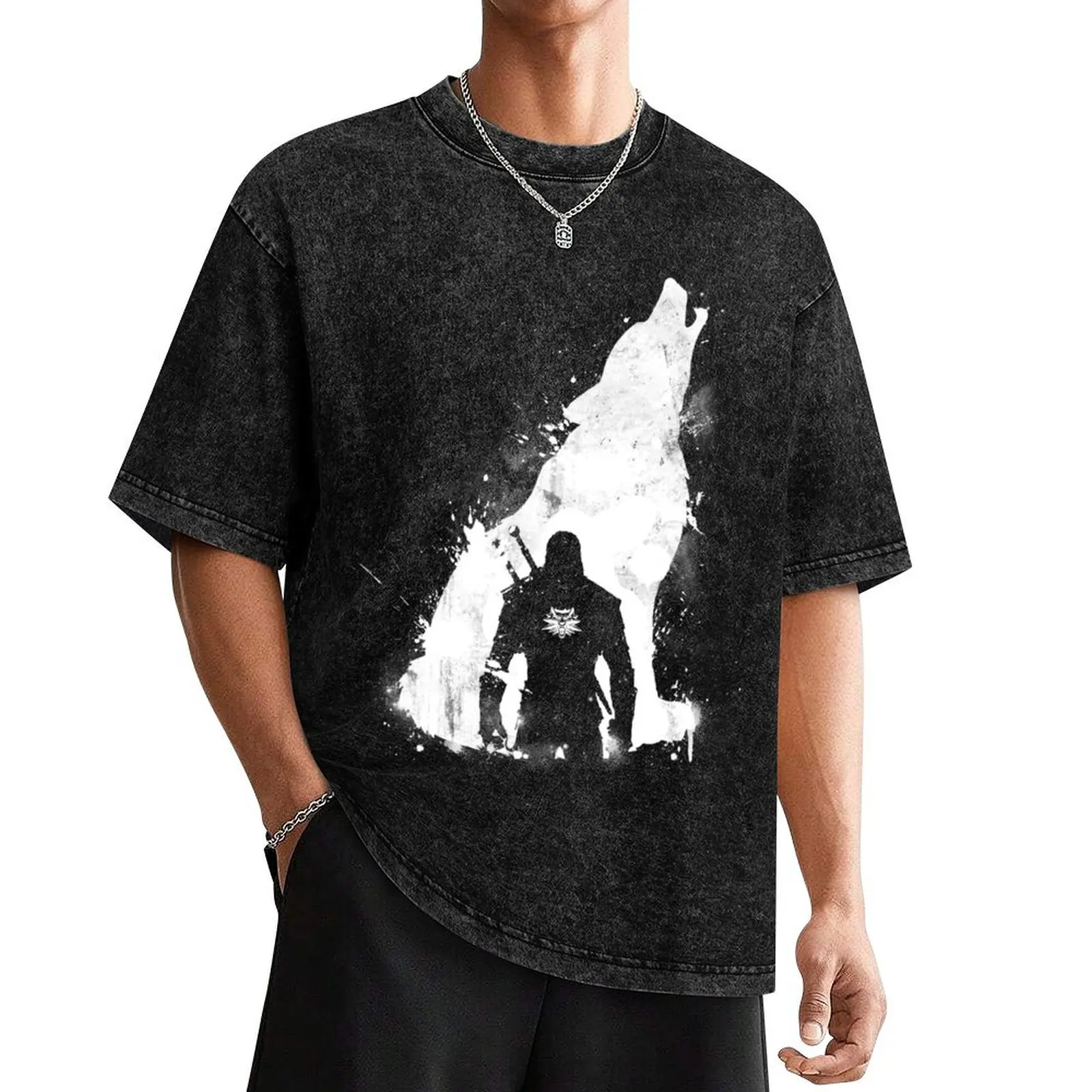 

Wolf Witcher T-Shirt animal prinfor boys sublime blacks Men's clothing