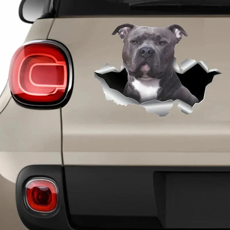 Pegatina de Coche con nariz azul, pitbull, perro, mascota, Animal, calcomanía de vinilo impermeable, accesorios de decoración Para Coche, Pegatinas Para Coche, 15cm, PVC KK