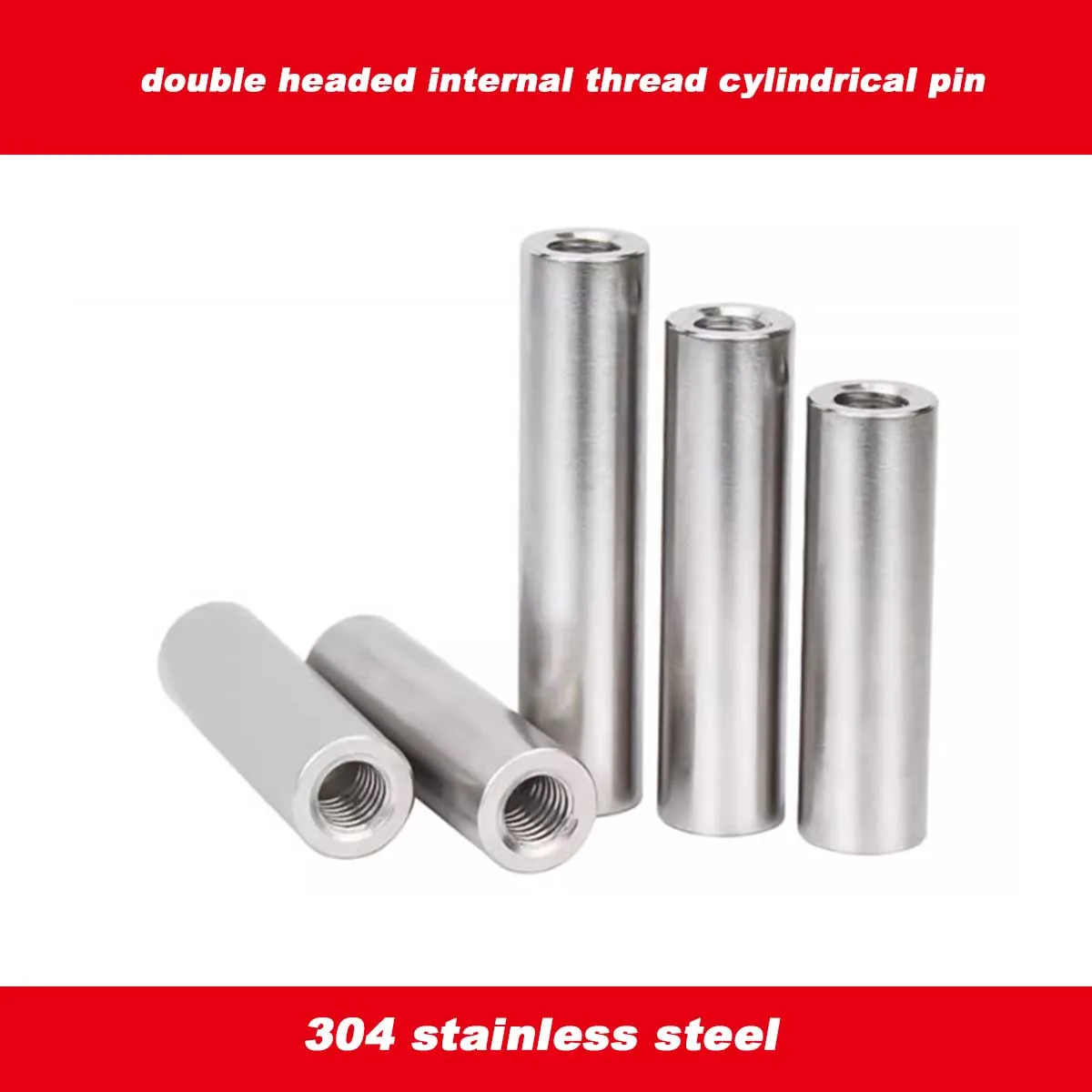 304 Stainless Steel Internal Threaded Cylindrical Pin/Hole Positioning, Connecting Rod Double End Pin M3M4M5M6M8M10