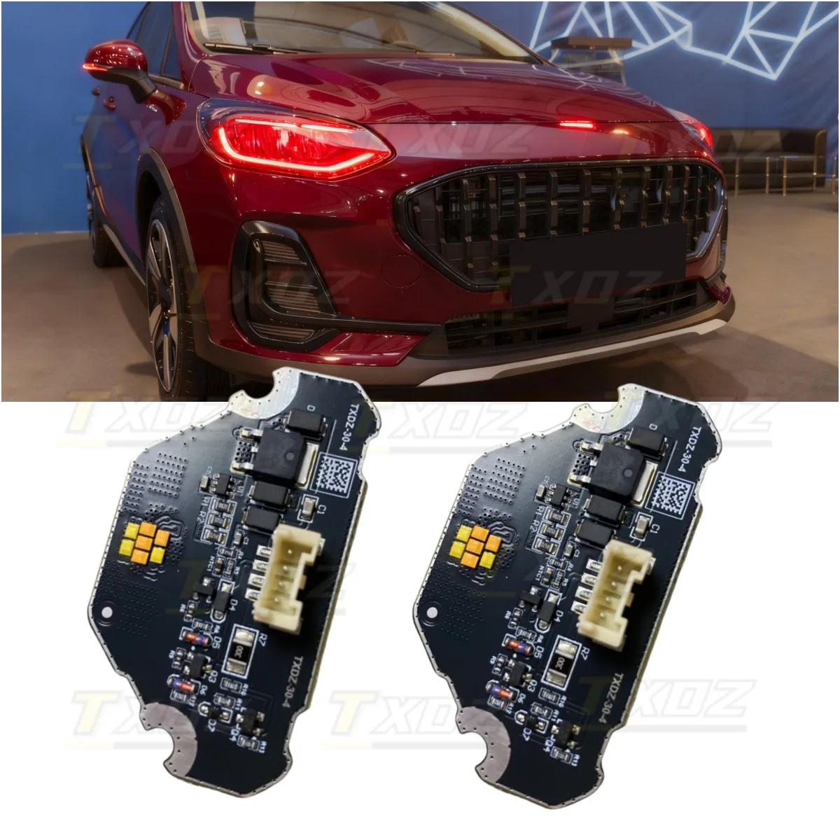 

Красные светодиодные платы DRL без RGB для дневных ходовых огней для FORD FIESTA MK8.5 ST-Line MK4.5 2022+ синий янтарный