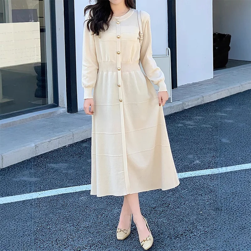

2025 Korean Autumn Plus Size Dress - Loose Knit Long Sweater Dress, Chunky Style Elegant Women's Clothing