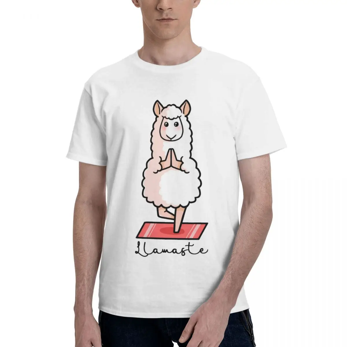 Llamaste - Yoga Llama Men's Short Sleeve Standard T-Shirt Outdoor ChristmasFashionable Versatile T-Shirt