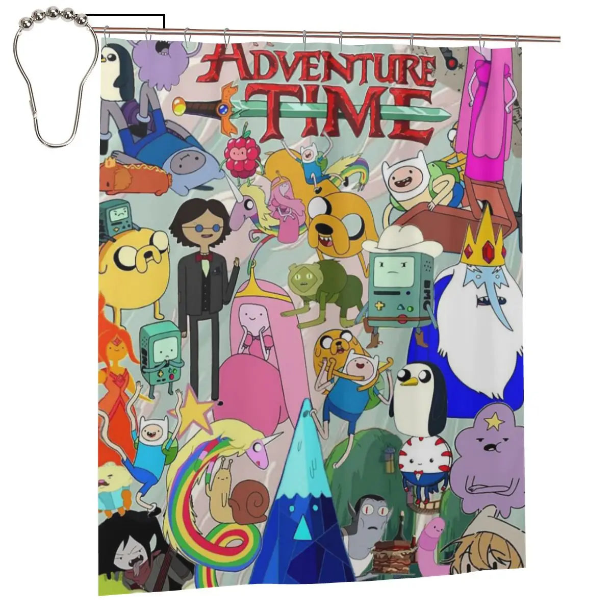 

AdventureTime Cartoon Game Shower Curtain Bathroom Polyester Waterproof Bath Curtains with Hooks