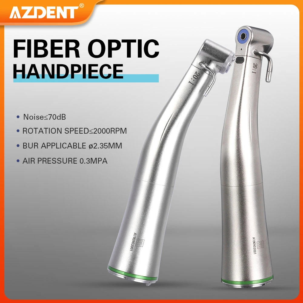 

AZDENT Dental Low Speed Handpiece 20:1 LED Fiber Optic for Implant Contra Angle Push Button Dentistry Tool Instrument