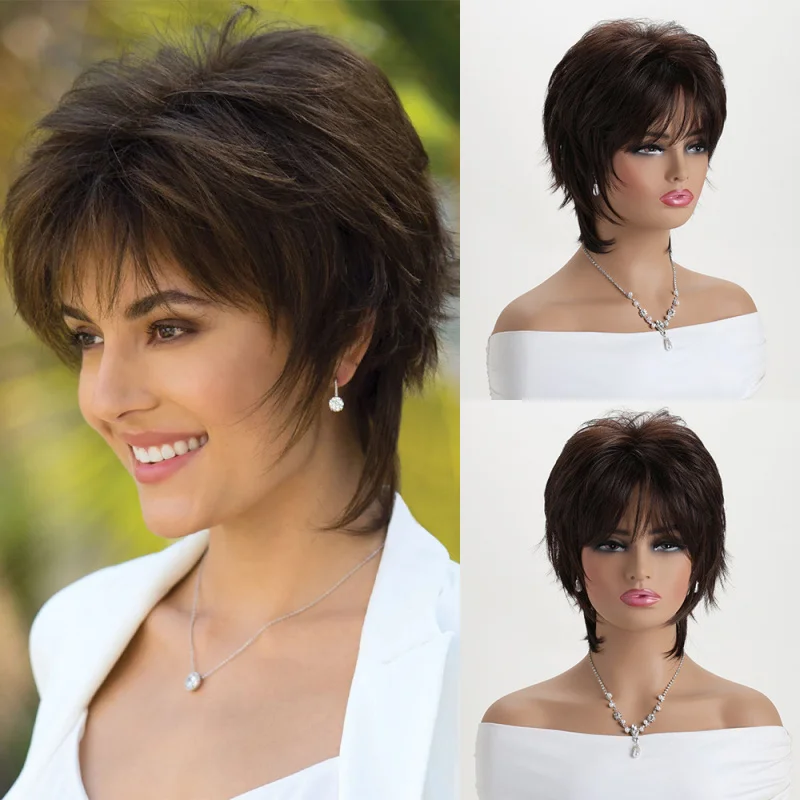 

New Hot-Selling Women's Short Hair European and American Style Wig Fashionable Bangs Synthetic Hairpiece