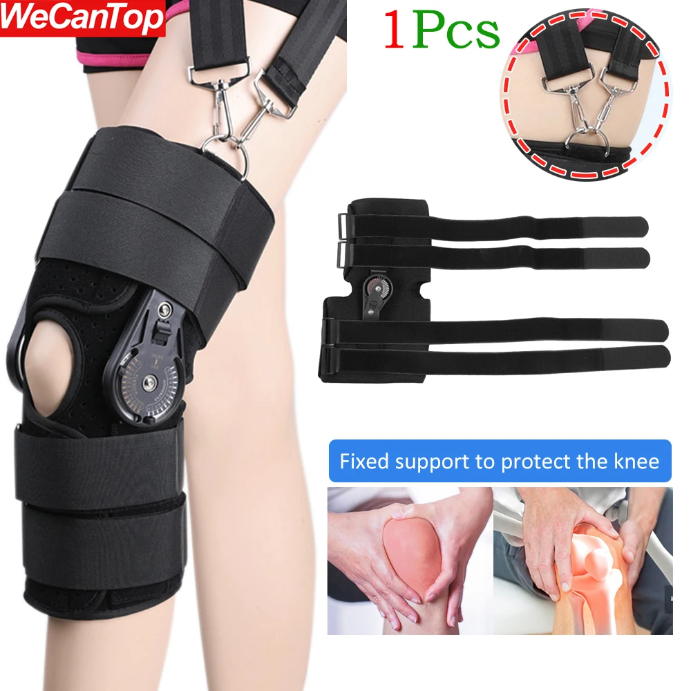 1Pcs Hinged ROM Knee Brace with Straps Adjustable Knee Immobilizer Support for Arthritis ACL PCL Osteoarthritis Post OP Recovery