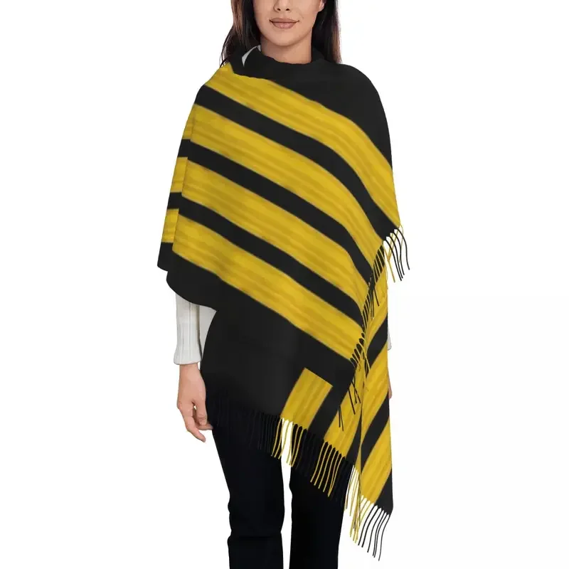 Captain Stripes Epaulettes Tassel Scarf Women Soft Aviation Airplane Pilot Shawl Wrap Female Winter Scarves