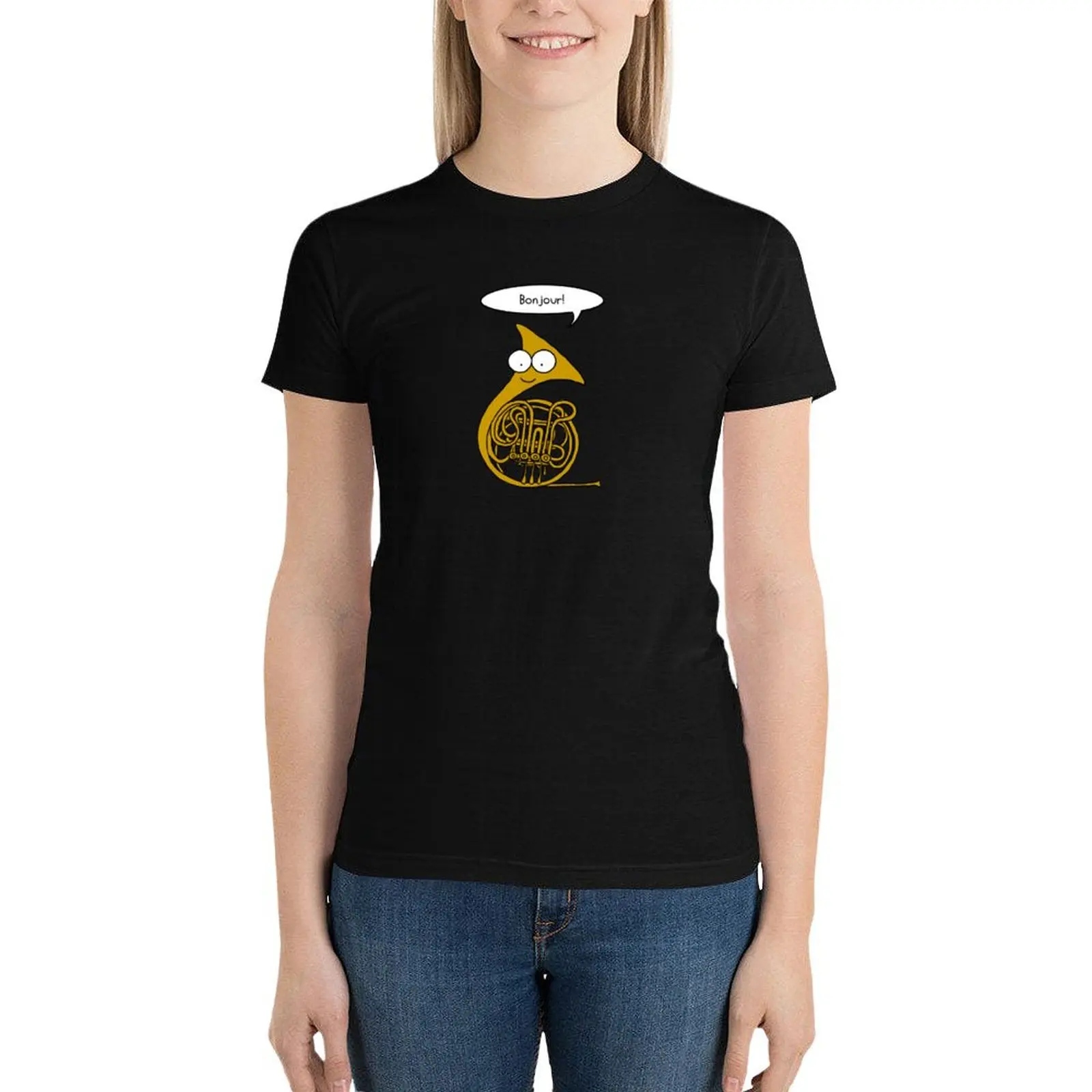 

French Horn T-Shirt plus size tops cute clothes tshirts woman