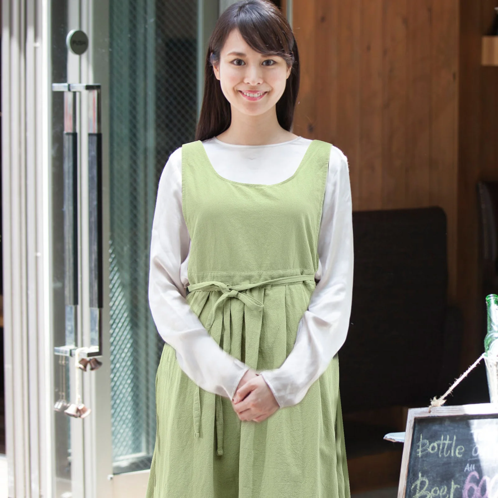 

Kitchen Cooking Apron Waist Apron with Pockets for Cafe Shop Comfortable Washable Clothes Protector