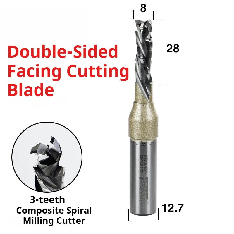 NEW AK47-4 Compound Spiral Router Bit Double Veneer Cutting Knife CNC Engraving Woodworking Tool TCT