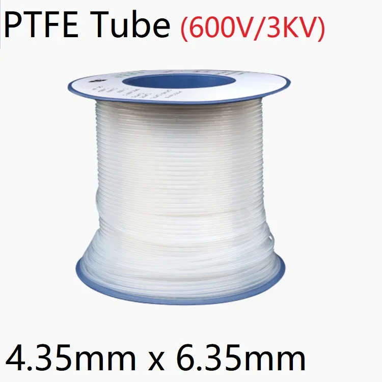 ID 4,35 mm x 6,35 mm OD PTFE-buis T eflon geïsoleerde stijve capillaire F4-buis Bestand tegen hoge temperaturen Zendslang 3KV Helder