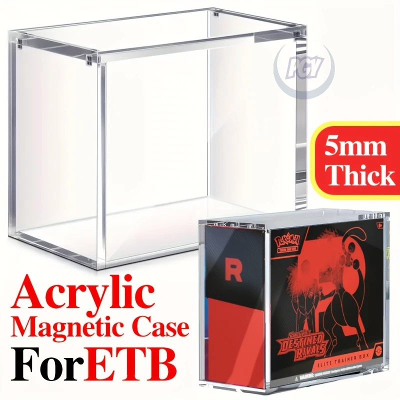 1/2pc Acrylic Magnetic Display Box for ETB Collectibles Cases Dustproof Stackable Transparent Card Holder Clear Protector Case
