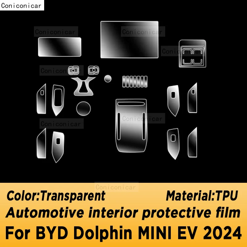 For BYD Dolphin MINI Seagull EV 2024 Gearbox Panel Navigation Automotive Interior Screen TPU Protective Film Cover Anti-Scratch