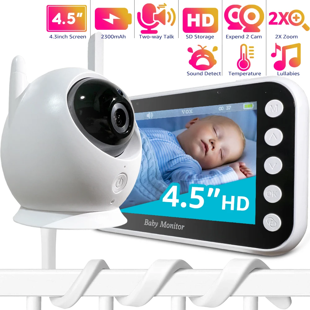 Imagem -01 - Monitor de Bebê com Câmera e Áudio Visão Noturna Babyphone Som Temperatura Alarme Lullabies Vídeo Babá 43 monitor de bebe com camera e audio visao noturna babyphone som temperatura alarme lullabies video baba 43 01