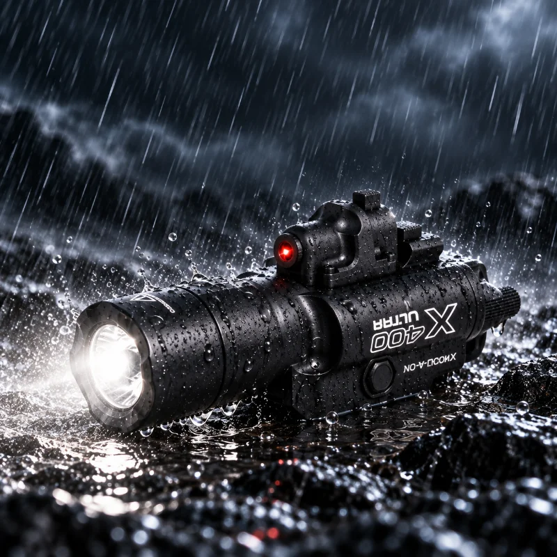 X400Multi-function Rail Hand Light Built-in Auxiliary Positioning Light Waterproof Outdoor Travel Backpacking Lighting Accessory